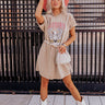 Free Bird Mineral Wash T-Shirt Dress In Khaki Image - 1