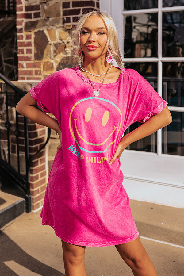 Keep Smiling Mineral Wash T-Shirt Dress Image - 2