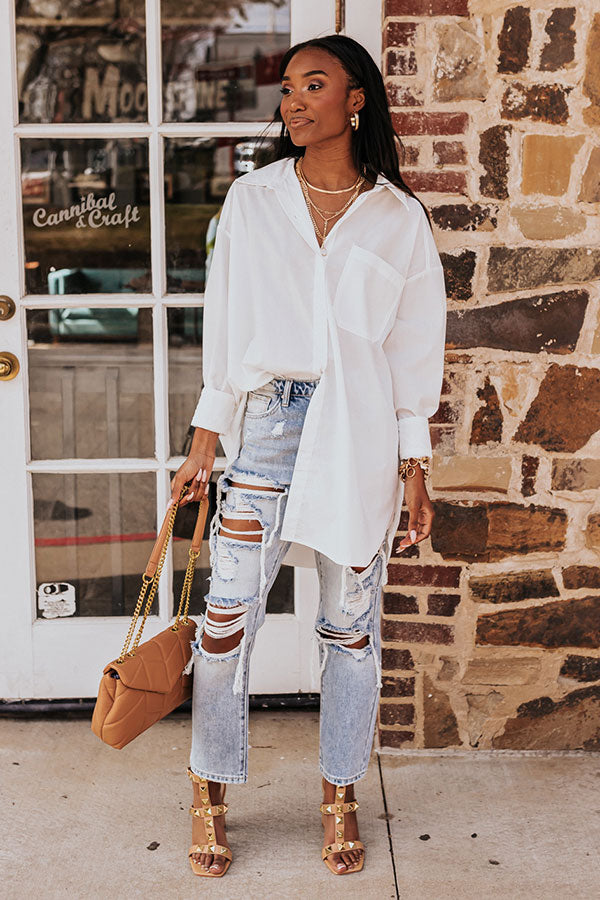 Urban Adventures Oversized Button Up In White Image - 1