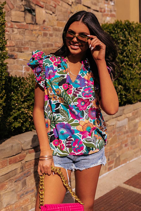 Inspiring Sights Floral Top In Green Image - 2