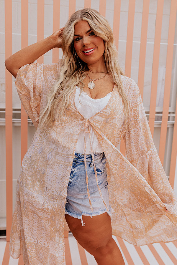 Greek Island Hopping Duster In Peach Curves Image - 2