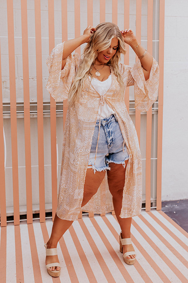 Greek Island Hopping Duster In Peach Curves Image - 1