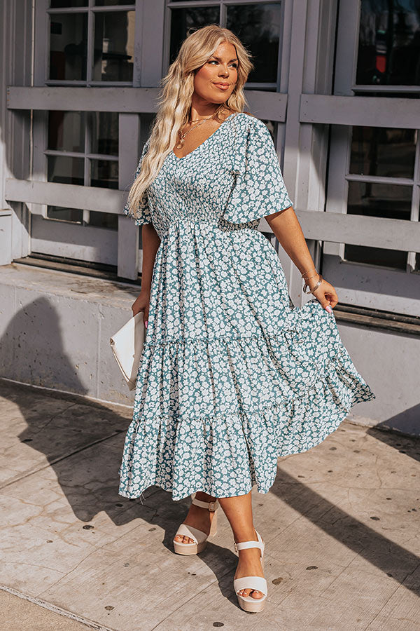 Seaside Euphoria Smocked Midi In Airy Blue Curves Image - 1