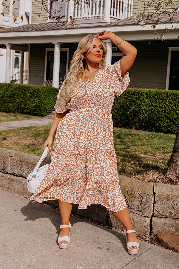 Seaside Euphoria Smocked Midi In Peach Curves Image - 2