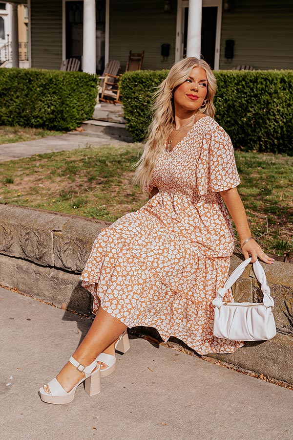 Seaside Euphoria Smocked Midi In Peach Curves Image - 1