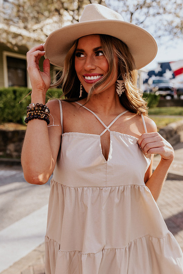 Modern Muse Poplin Tiered Maxi Dress in Iced Latte Image - 3