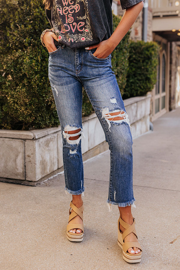 Risen The Dean High Waist Distressed Jean In Medium Wash Image - 2