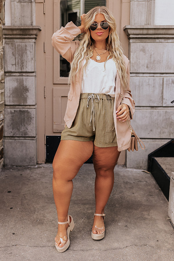 Trading Favors High Waist Shorts In Martini Olive Curves