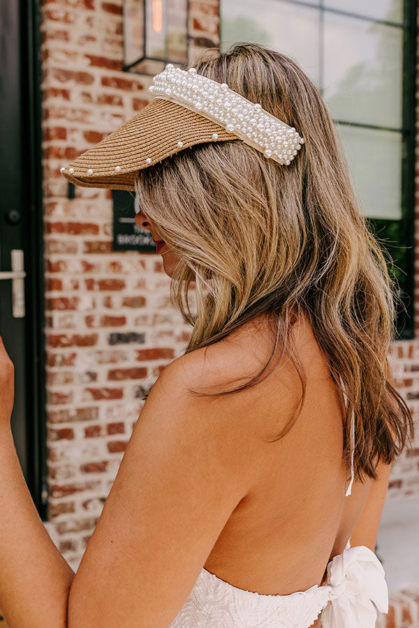 Beautiful Girly Raffia Visor In Tan Image - 2
