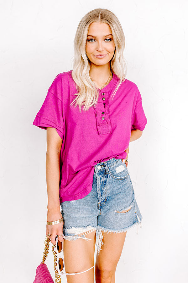 Favorite Adventure Henley Tee In Berry Image - 1