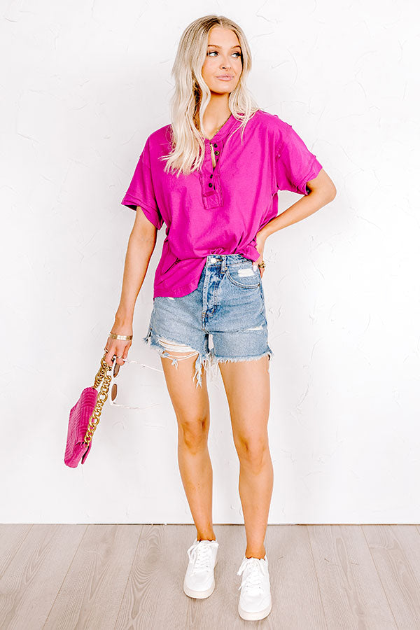 Favorite Adventure Henley Tee In Berry Image - 2