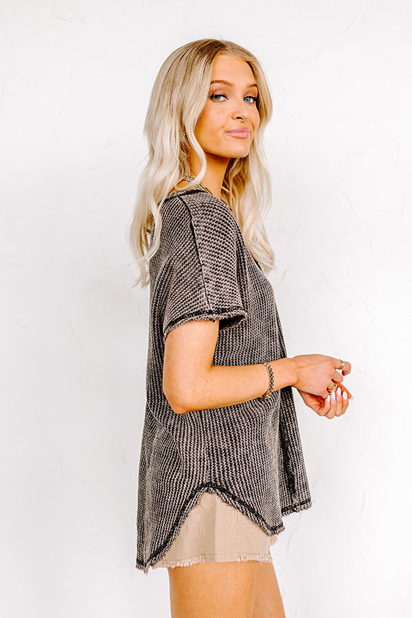 Along The Path Mineral Wash Knit Top In Vintage Black Image - 1
