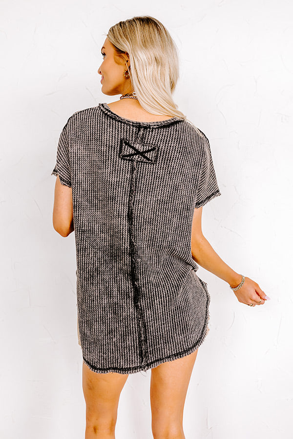 Along The Path Mineral Wash Knit Top In Vintage Black Image - 1