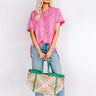 Along The Path Mineral Wash Knit Top In Pink Image - 1