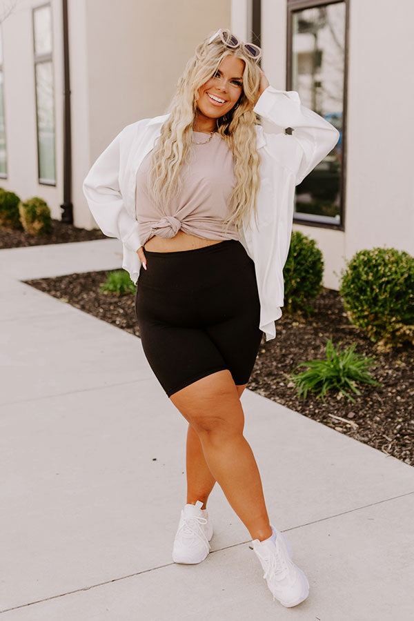 Favorite Adventure Butter Soft Biker Shorts In Black Curves