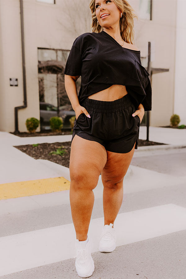 Extra Cardio High Waist Windbreaker Shorts In Black Curves Image - 2