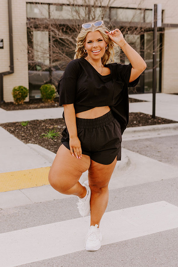 Extra Cardio High Waist Windbreaker Shorts In Black Curves Image - 1