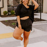 Extra Cardio High Waist Windbreaker Shorts In Black Curves Image - 1