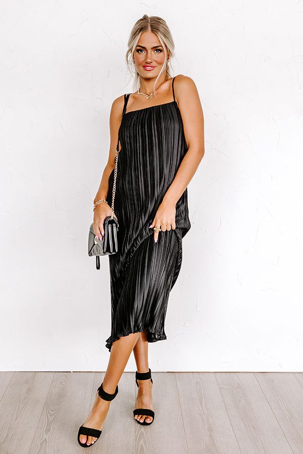 Tip Of Florida Pleated Midi In Black
