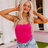 All In Stride Scalloped Bodysuit In Hot Pink Image - 1