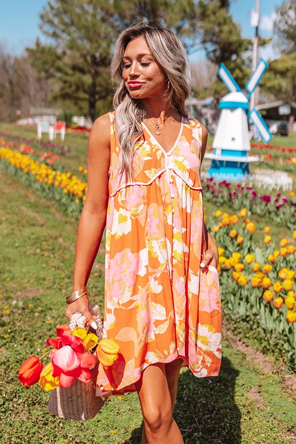 Picking Petals Babydoll Dress In Orange Image - 4