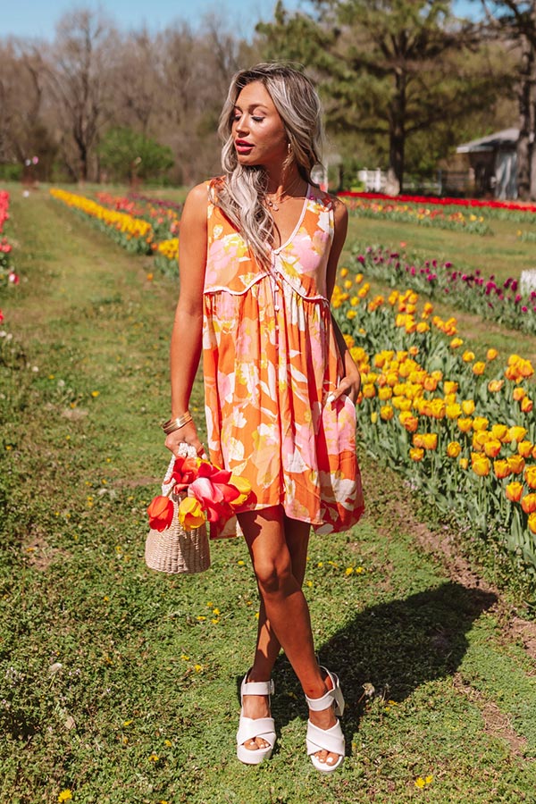 Picking Petals Babydoll Dress In Orange Image - 5