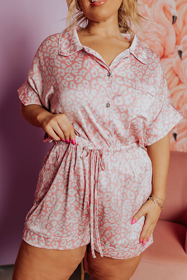 Always Down To Chill Pajama Shorts In Blush Curves Image - 2