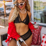 Cozumel Adventure Pom Bikini Top in Black Curves Image - 1