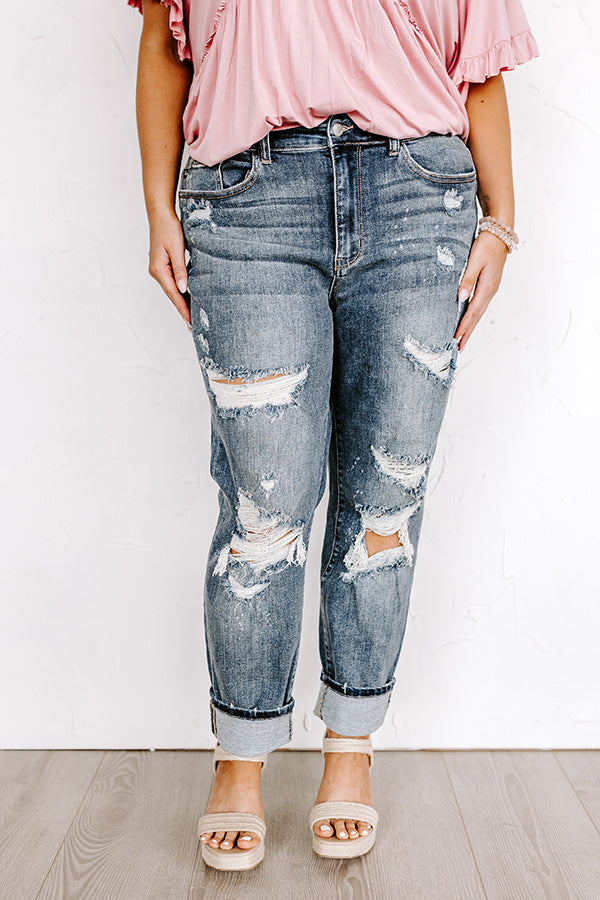 Judy Blue The Perez Midrise Distressed Jean Curves Image - 2