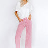 The Lovette High Waist Embellished Straight Leg Jean in Pink Image - 1