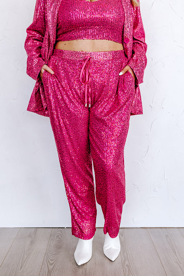 Alluring Avenue Sequin Pants in Fuchsia Curves