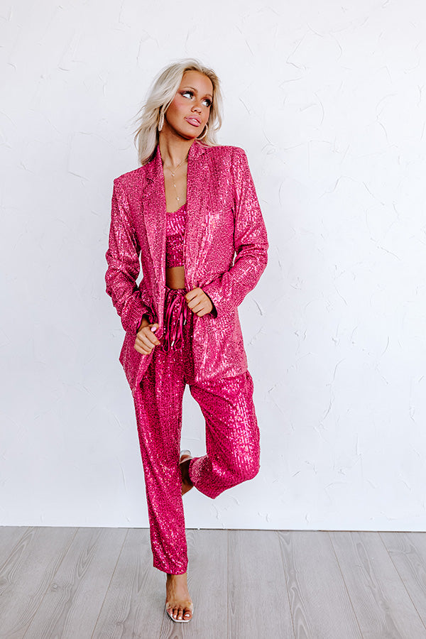 Alluring Avenue Sequin Blazer in Fuchsia Image - 2