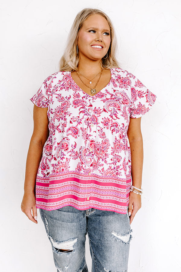 Blossom Boulevard Babydoll Top In Fuchsia Curves Image - 2