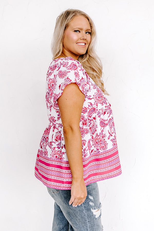 Blossom Boulevard Babydoll Top In Fuchsia Curves Image - 4