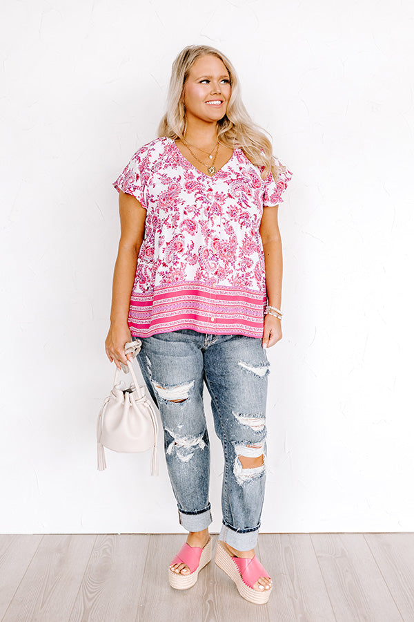 Blossom Boulevard Babydoll Top In Fuchsia Curves Image - 1