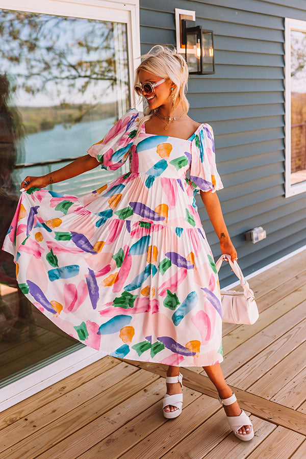 Peaceful Pause Midi Dress In Pink