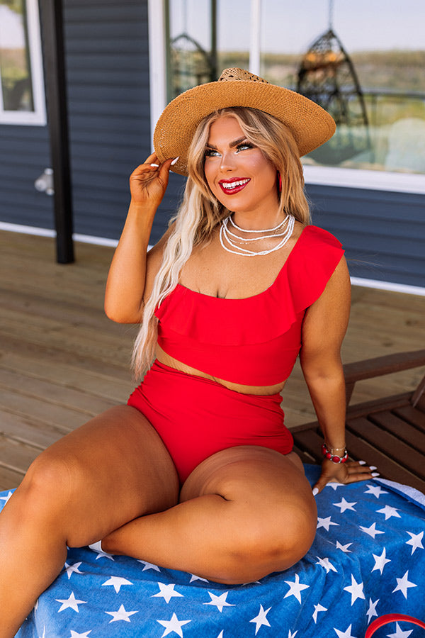 Down By The Lake One Shoulder Bikini Top Curves Image - 2
