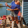 Living For Lake Life Knit Top In Royal Blue Image - 1
