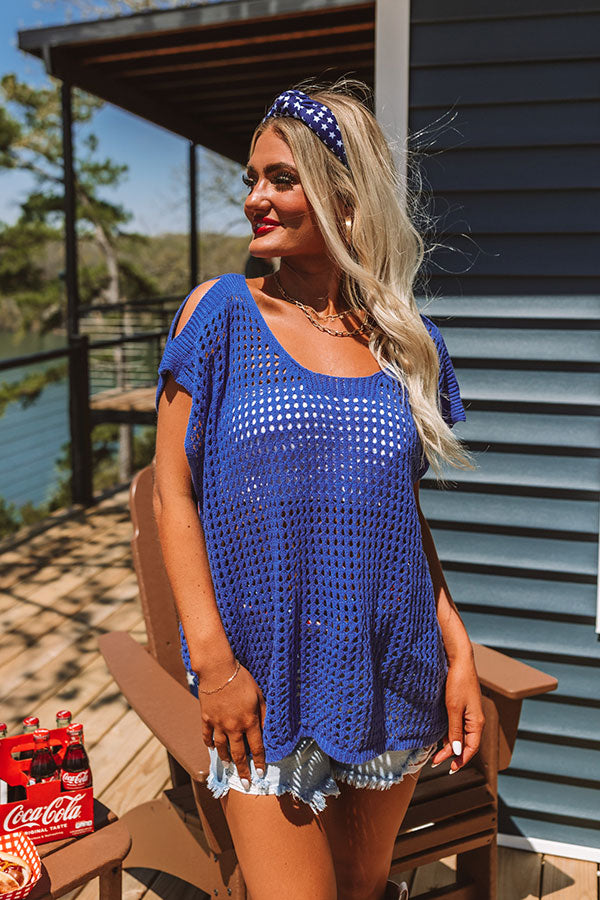 Living For Lake Life Knit Top In Royal Blue Image - 2