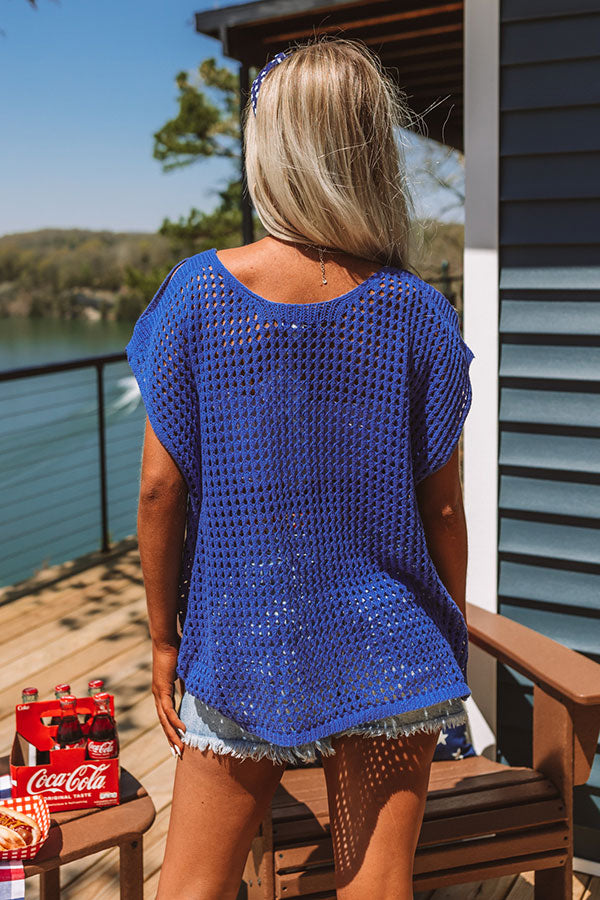 Living For Lake Life Knit Top In Royal Blue Image - 4