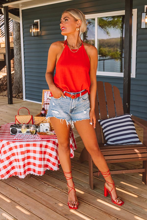 Meet For Happy Hour Linen-Blend Halter Top Image - 3