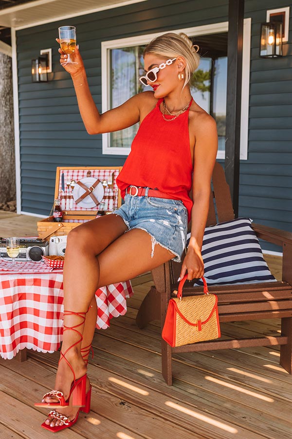 Meet For Happy Hour Linen-Blend Halter Top Image - 5