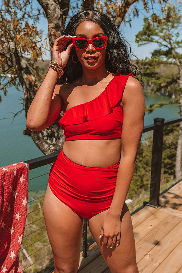 Down By The Lake One Shoulder Bikini Top Image - 2