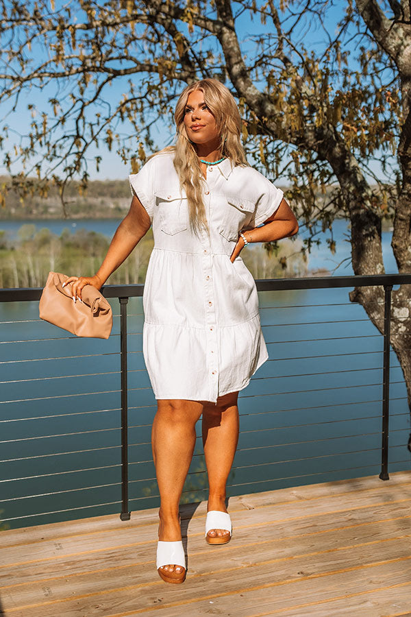 Genuine Reaction Denim Dress In Ivory Curves Image - 2