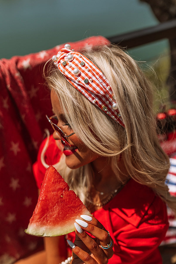Inspiring Sights Embellished Headband In Orange Image - 1