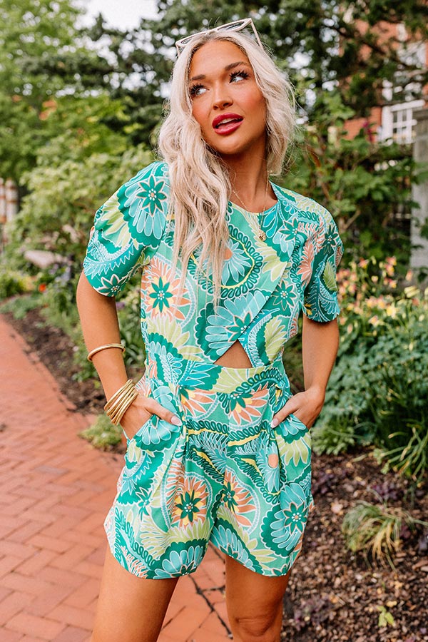 Coastal Comforts Romper In Kelly Green Image - 1