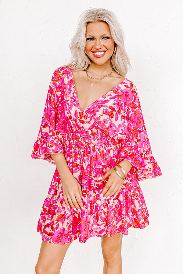 Love The Journey Floral Romper In Fuchsia Image - 2