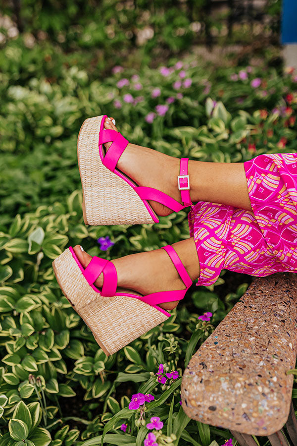 The Kendal Faux Leather Wedge in Hot Pink Image - 2