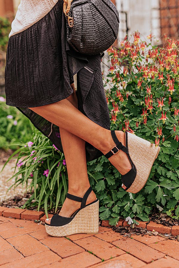 The Cailyn Faux Nubuck Wedge in Black Image - 1