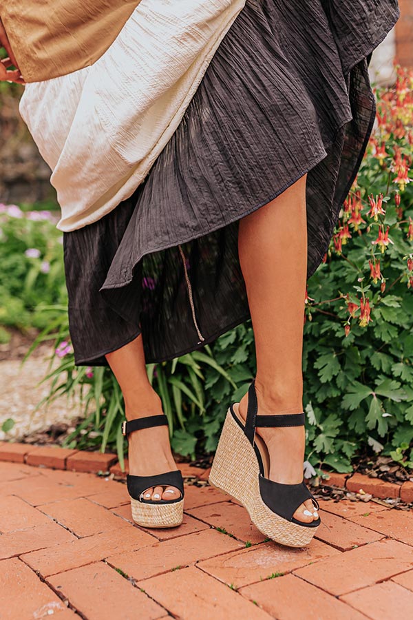 The Cailyn Faux Nubuck Wedge in Black Image - 2